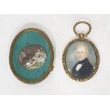 Antique enamel miniature of classical female, 3.5cm wide (within a gilt frame and glazed) and a