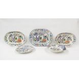 19th century "Stone China" earthenware part service viz:- five variously shaped plates and dishes,