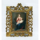 Late 19th century Berlin style porcelain plaque painted with the Madonna and Child, 26 x 20cm in