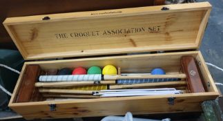 Croquet set, made by WoodMallett.com, made in New Zealand.