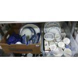 Colclough part dinner service the white ground with blue flowers and gilt rims, quantity of blue and