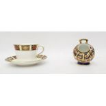 Royal Crown Derby Imari pattern sugar bowl in the form of coal scuttle, 9cm high and a Royal Crown