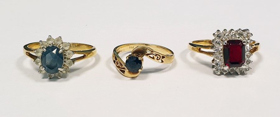 14K gold and sapphire ring and two other dress rings Condition Reportthe ring sizes are t, m, t