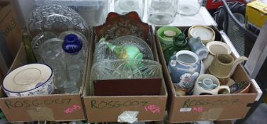 Large quantity of moulded and other glassware and a Coronaware part coffee service, etc (5 boxes)