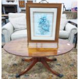 20th century yew oval coffee table and a firescreen (2)