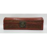 Chinese red lacquered dome-top pillow box