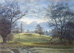 Michael Pettersson Watercolour drawing "Freston Tower", landscape with tower, labelled verso, 39cm x