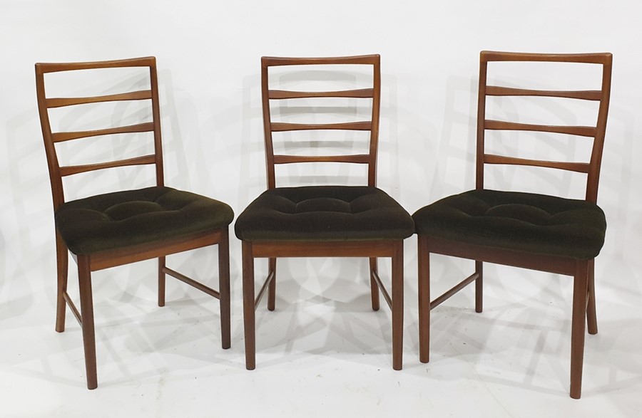 Mid 20th century teak extending D-end dining table and six chairs (7)