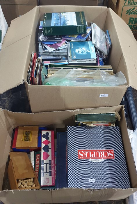 Quantity of long playing records , 45's, CD's, board games, collectables and a doll's house