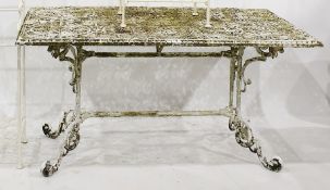 White painted cast metal garden table