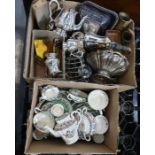 Quantity of assorted silver plate, including a tea service, serving dish, fruit basket etc and