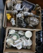 Quantity of assorted silver plate, including a tea service, serving dish, fruit basket etc and