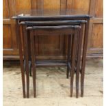 Nest of early 20th century mahogany tables with lozenge-shaped top, moulded edges, square section