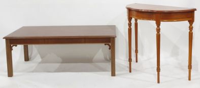 Modern yew single drawer side table and a yew coffee table (2)