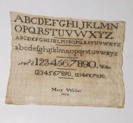 Early 19th century sampler featuring upper and lower case letters, numbers and signed 'Mary