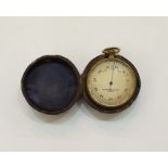 Negretti & Zambra pocket barometer in gilt metal case and outer travelling case