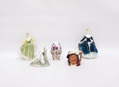 Royal Doulton figure "Fair Lady", another "Janine", Royal Doulton miniature character jug "Pyrthos",