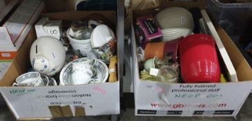 Quantity of assorted items including an enamel biscuit tin, vases, china, large pig money box,