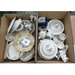 Two boxes of mixed china to include Royal Doulton 'Fairfield' part dinner and tea ware, etc