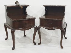 Pair of bedside tables with single drawers on cabriole supports