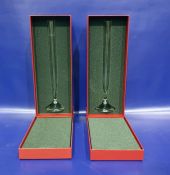 Pair Baccarat, France, tall glass stem vases, each on circular foot, 32cm high, in original box (2)