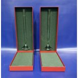 Pair Baccarat, France, tall glass stem vases, each on circular foot, 32cm high, in original box (2)