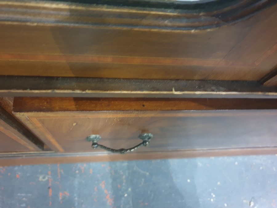 Late 19th/early 20th century mahogany inlaid wardrobe, the dome top with ogee moulded pediment, - Image 5 of 7