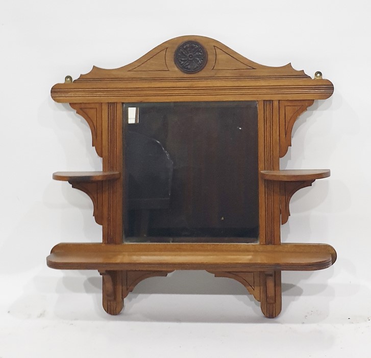 Rectangular hall mirror in reeded and carved frame with integrated shelves