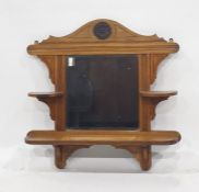 Rectangular hall mirror in reeded and carved frame with integrated shelves