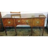 19th century mahogany serpentine-fronted sideboard with satinwood inlay decoration, single drawer