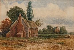 Henry Dawson (1811-1878) Watercolour Rural cottage, signed lower right