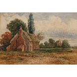 Henry Dawson (1811-1878) Watercolour Rural cottage, signed lower right