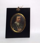 After Van Dyck Miniature on copper "Ernest I House of Gotha", with attached paperwork, 9cm x 7cm