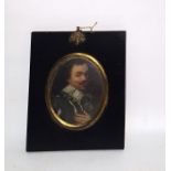 After Van Dyck Miniature on copper "Ernest I House of Gotha", with attached paperwork, 9cm x 7cm