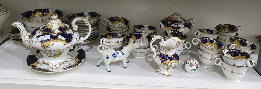 Early Victorian porcelain part tea and coffee service, probably Coalbrookdale of rococo style with - Image 2 of 34