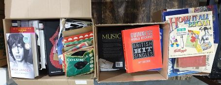 Quantity of hardback books relating to music and mainly pop, including The Shadows, The Rolling