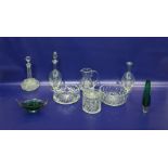 Assorted glassware to include decanters, jug, bowl, etc (9)