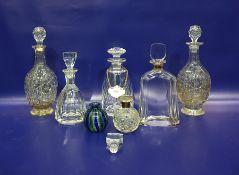 Orrefors cut glass spirit decanter, wedge shaped numbered 2753/111 with stopper, four various cut