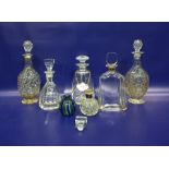 Orrefors cut glass spirit decanter, wedge shaped numbered 2753/111 with stopper, four various cut