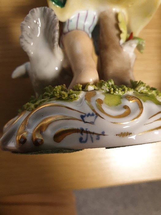 Two Lladro porcelain model birds, two underglaze blue decorated Meissen dishes (damaged), pair - Image 7 of 7