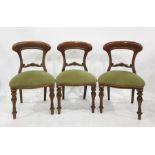 Set of four mahogany 19th century dining chairs with serpentine fronted seats, turned and carved