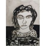John Bellany CBE, RA (Scottish, 1942-2013) Ink on card "Woman of the North Sea", 21cm x 15cm,