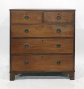 Late 19th /early 20th century square front chest, two short over three long drawers, bracket