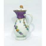 Meissen porcelain chocolate pot of baluster form, the lid with strawberry finial, foliate