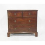 19th century mahogany chest of two short over two long drawers, to bracket feet  90.5 x 83 .5 cm