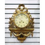 Swedish clock by SUD of Stockholm, with Arabic numerals to the dial and brass pierced hands, in an