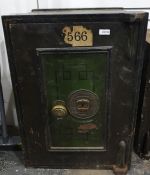 Victorian green painted cast iron safe marked 'Impregnable fire-proof chest', 49 x 69cmCondition