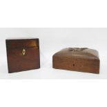 19th century flame mahogany tea caddy, the rectangular top opening to reveal removable interior,