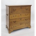 19th century secretaire chest, the rectangular top with moulded edge above dentil cornicing, the top