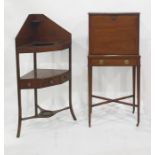 19th century mahogany bow-front lift-top washstand above two cupboard doors and single drawer,